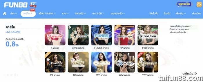 fun88 casino เพลิดเพลินไปกับเกมมากกว่า 100 เกม