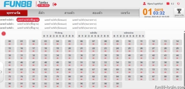 เลขรวม Fun88 หวย